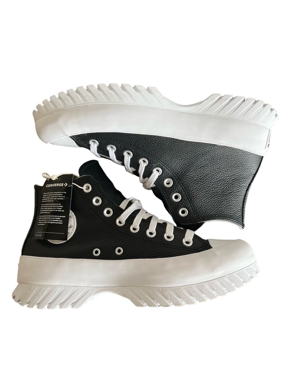 Converse Chuck Taylor All Star Lugged Hi Black Leather Shoe Size 8.5 or 10.5 - Picture 5 of 8
